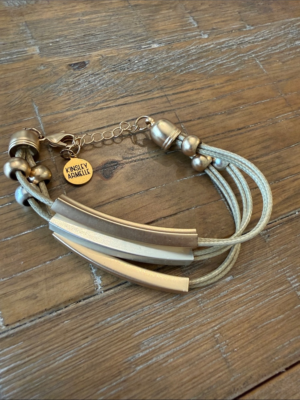 Kinsley Armelle Metallic Gold Layered Tubular Cord Bracelet